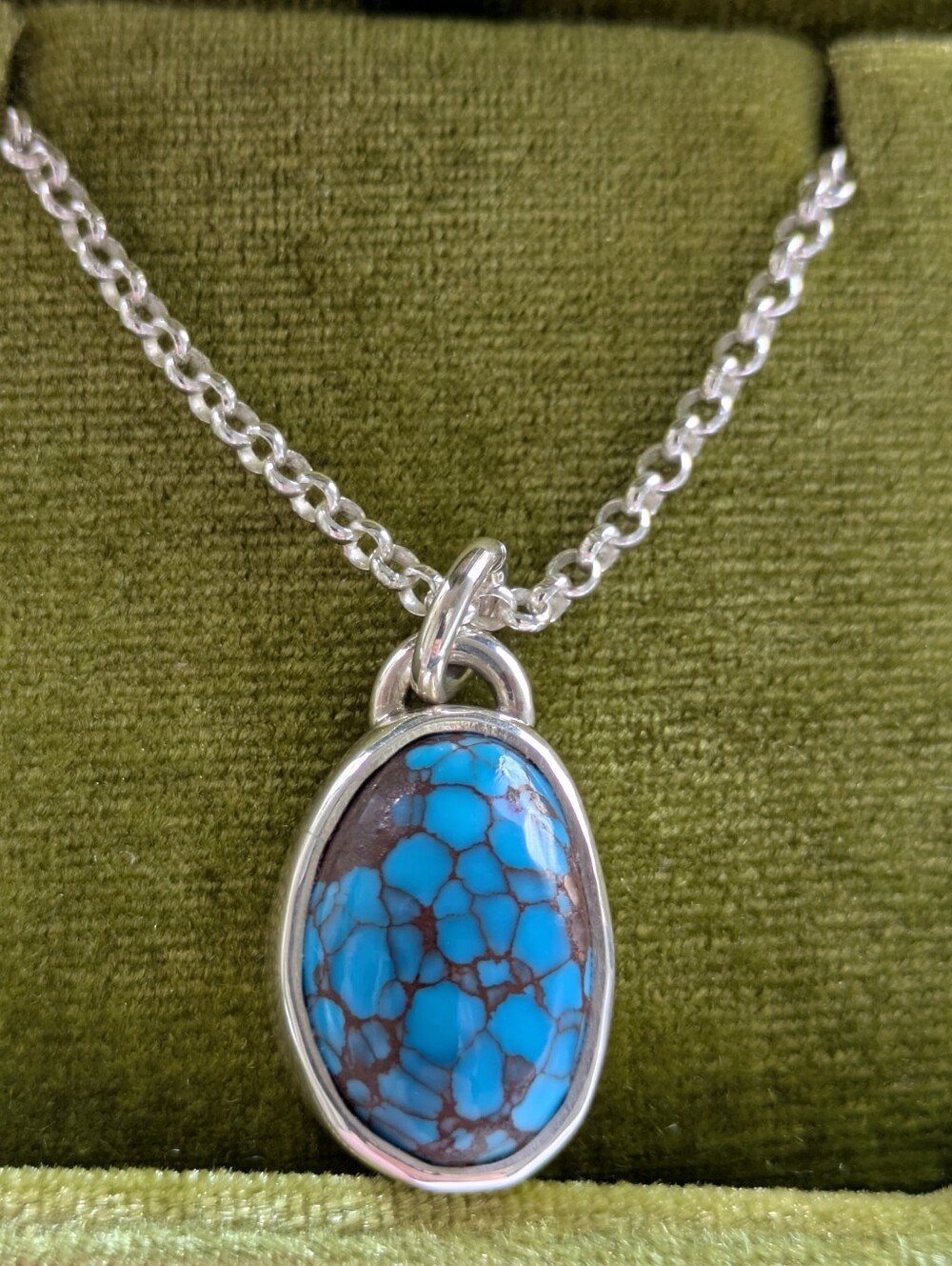 Numi Olive Sterling Silver Egyptian Turquoise Pendant Necklace - Blue